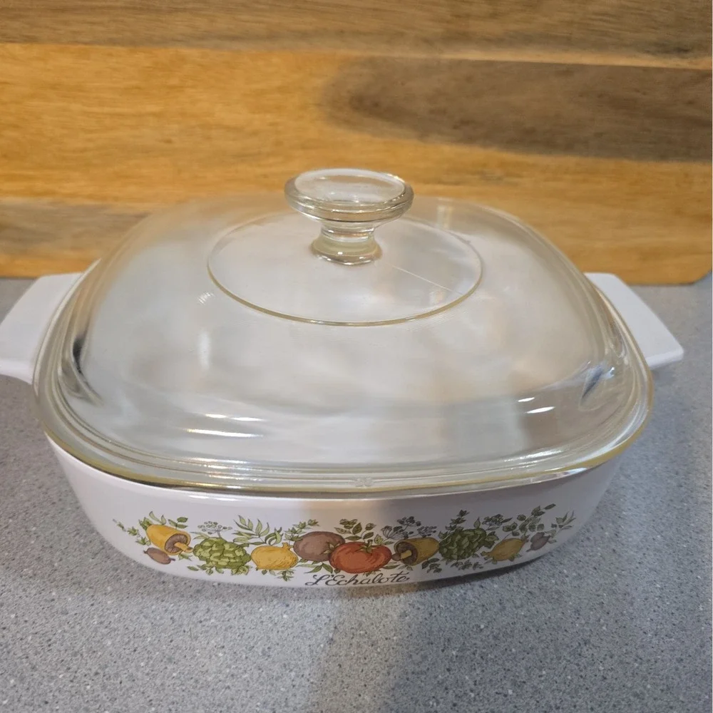 Pyrex CorningWare L'Echalote A-8-B 8x8 Square Casserole Dish White Glass, 2 Qt